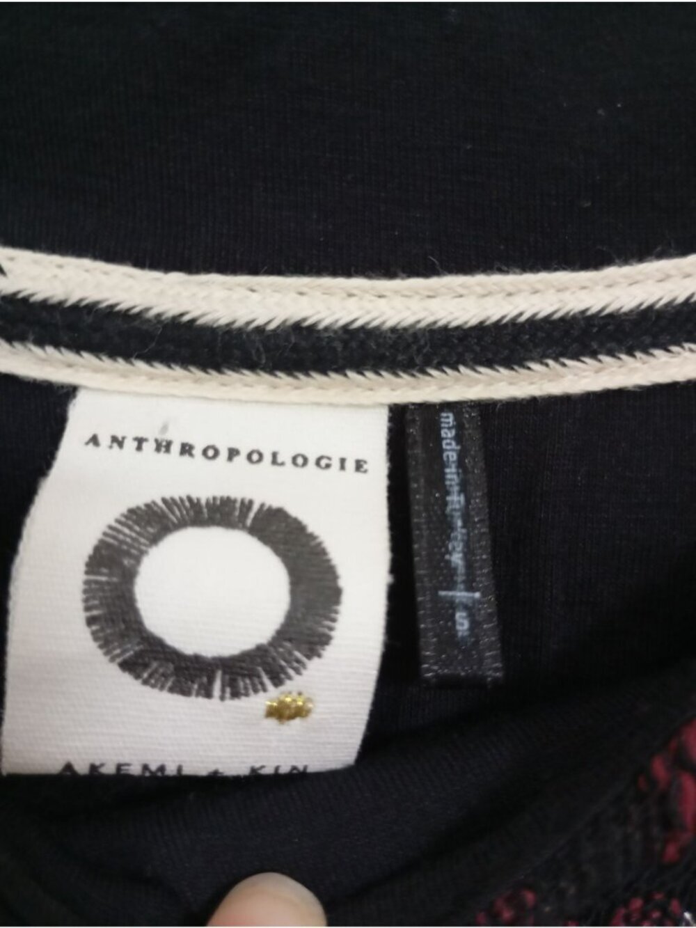 Anthropologie Akemi & Kin Striped Burgundy Black Metallic Knit Top S Womens - Picture 2 of 11